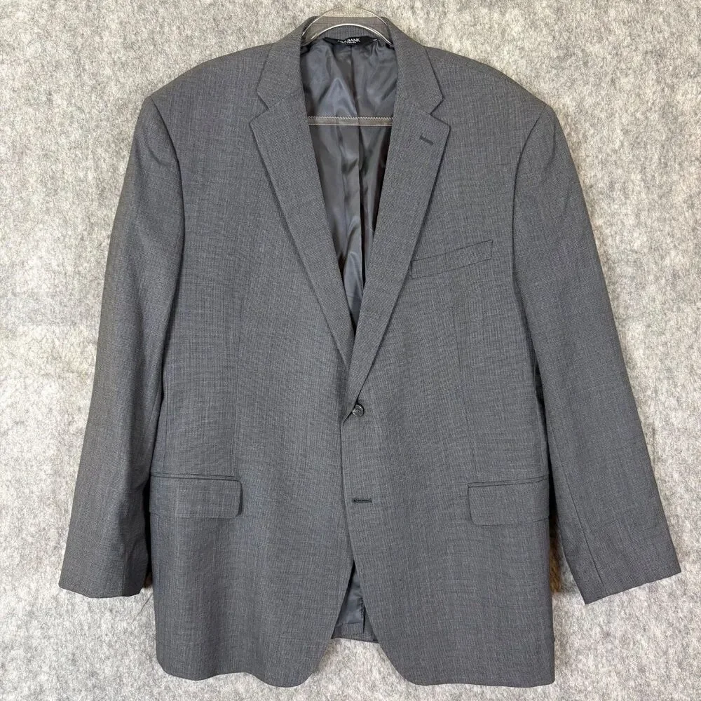 Jos A Bank 48L Gray Hopsack 100% Wool Mens Blazer Suit Jacker Sport Coat